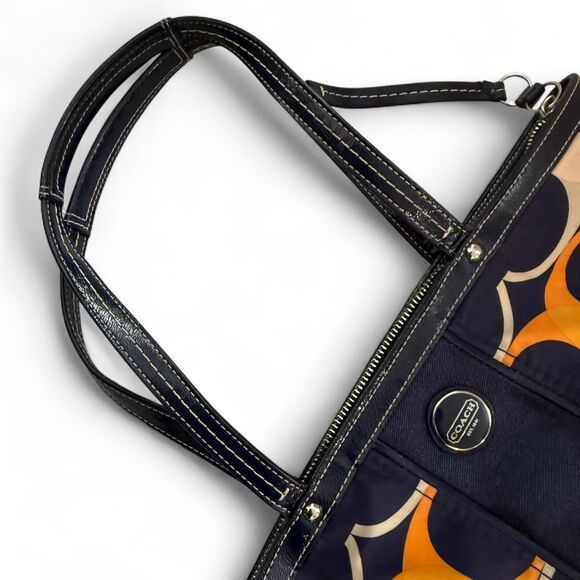 Coach Navy Orange signature stripe line bag, authentic & vintage. F23908 - Picture 8 of 8